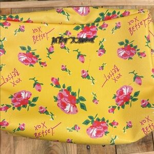 Betsey Johnson Floral Yellow Cosmetic Bag,some wear